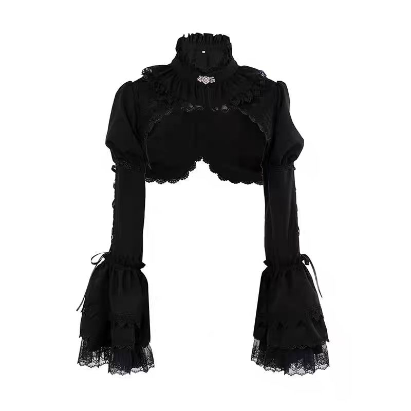 Crop Top Crochet - Japonês gótico y2k lolita cardigan blusas