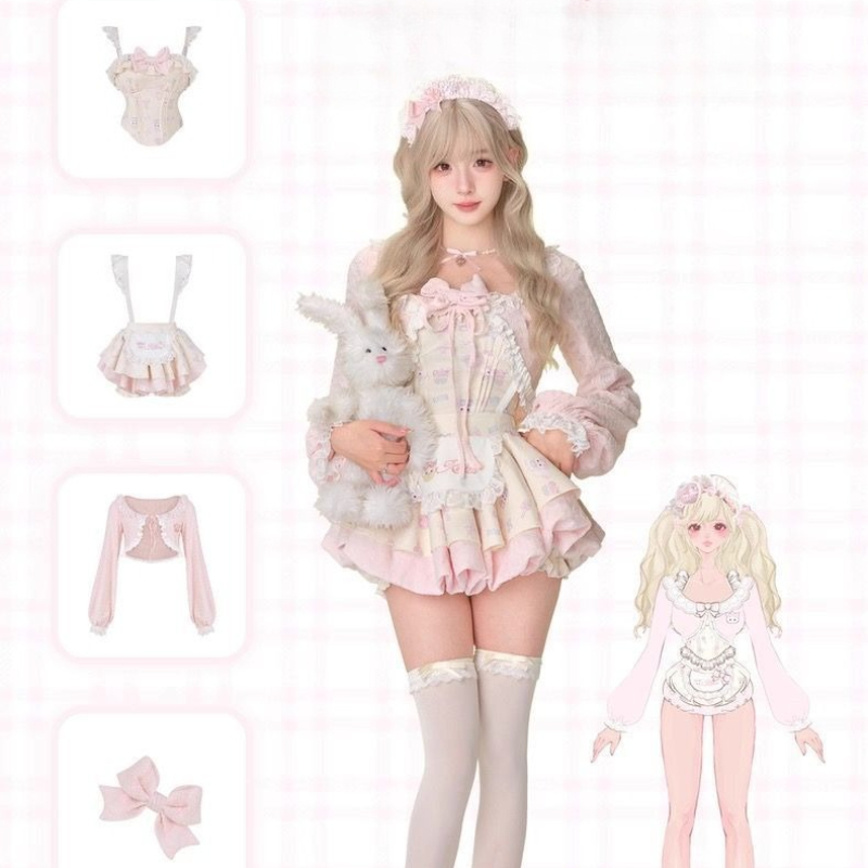 Japonês doce lolita estilo 3 p - Crop Top Crochet avaliação e preço