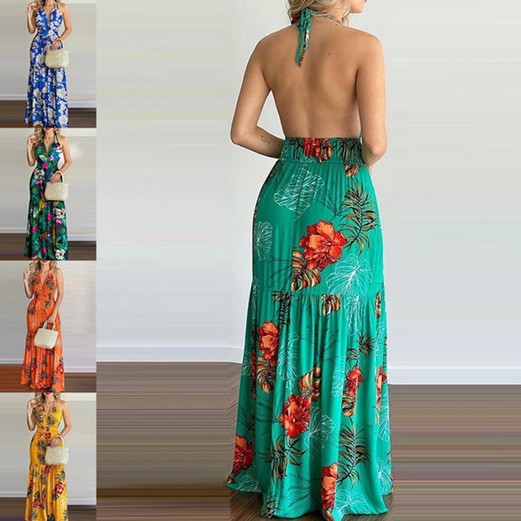 Vestido Maxi Floral Longo Sem  - Maxi Dress Halter avaliação e preço