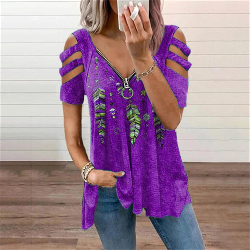 Blusa casual solta com estampa - Blouse Off Shoulder avaliação e preço