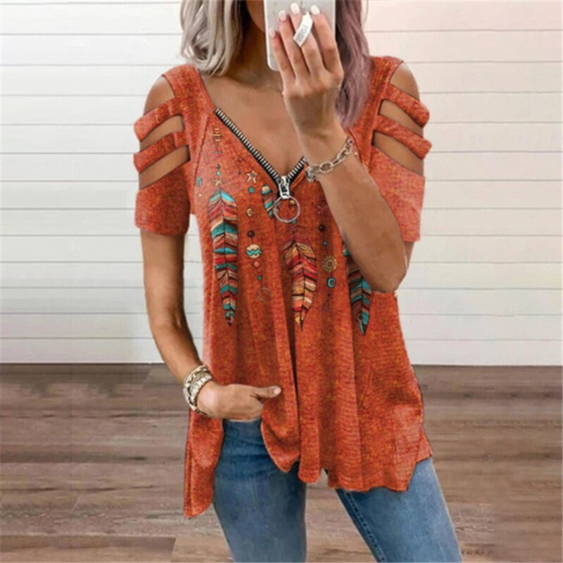 Blusa casual solta com estampa - Blouse Off Shoulder avaliação e preço