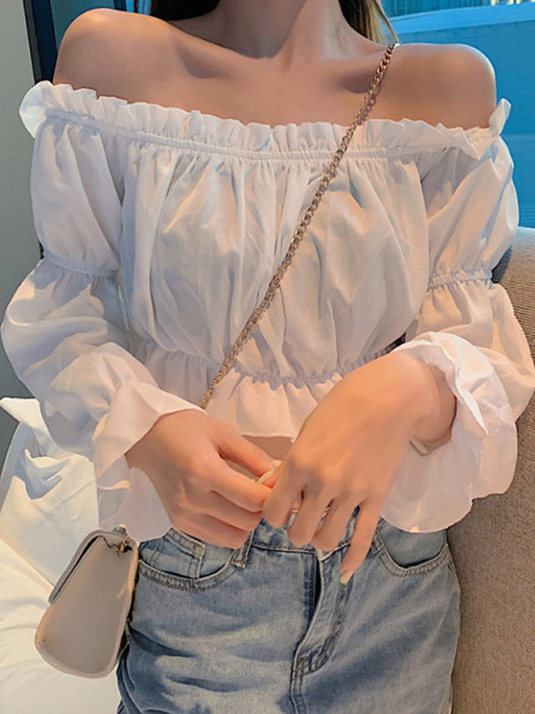 Top feminino sexy blusa fora d - Crop Top Crochet avaliação e preço