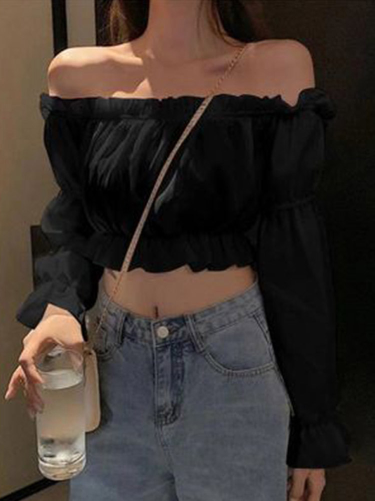 Top feminino sexy blusa fora d - Crop Top Crochet avaliação e preço