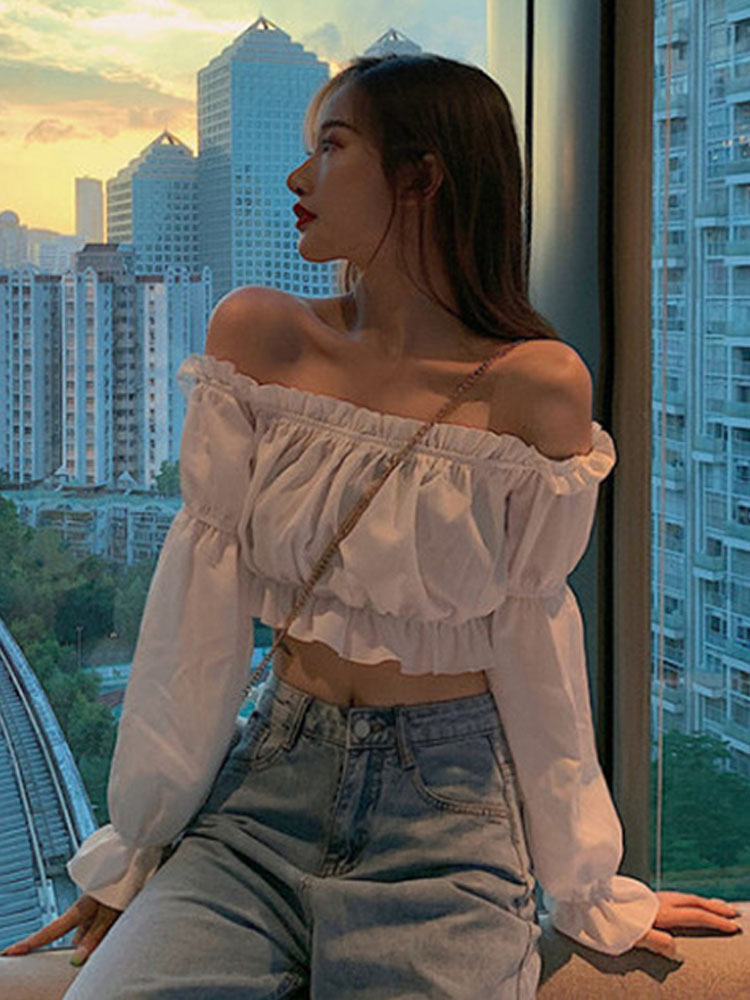 Top feminino sexy blusa fora d - Crop Top Crochet avaliação e preço