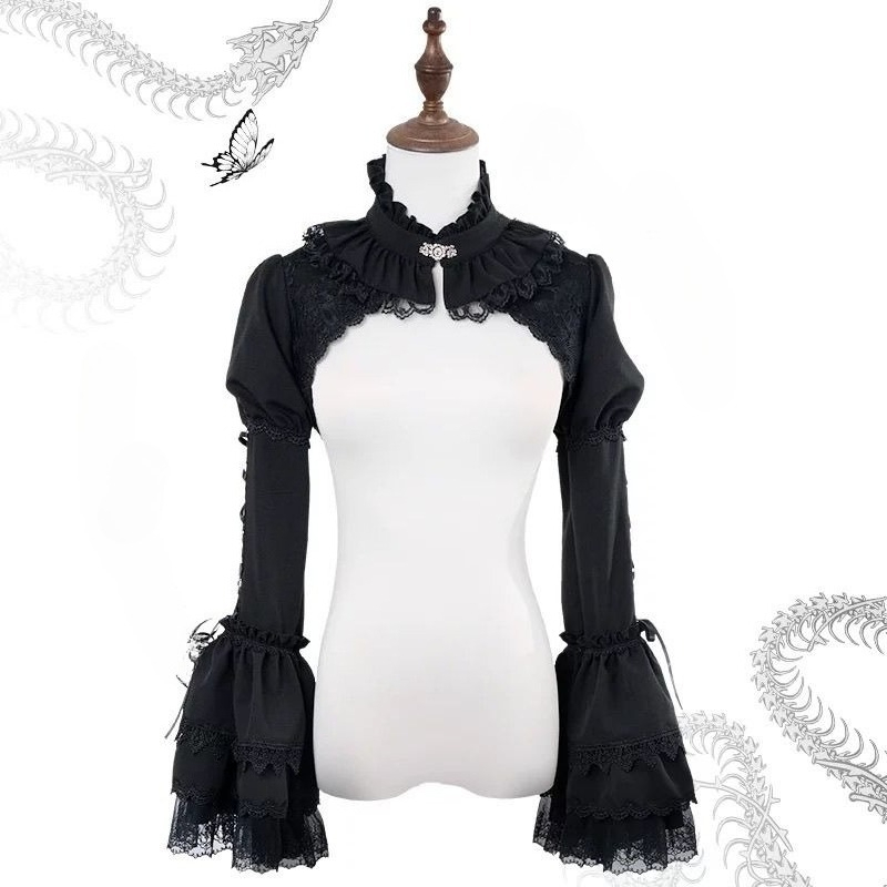 Japonês gótico y2k lolita card - Crop Top Crochet avaliação e preço