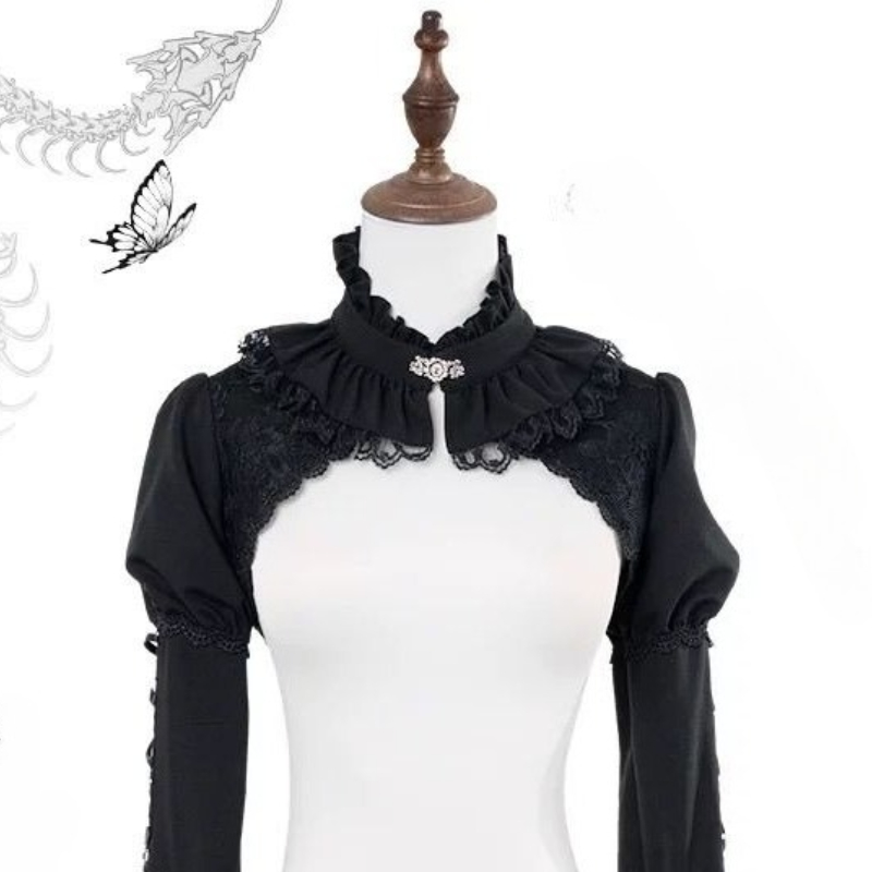Japonês gótico y2k lolita card - Crop Top Crochet avaliação e preço