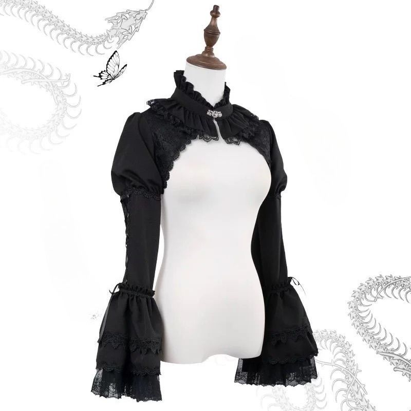 Japonês gótico y2k lolita card - Crop Top Crochet avaliação e preço