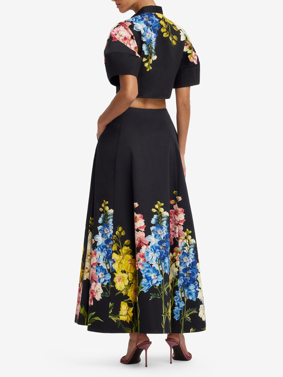 Conjunto Elegante de Duas Peça - Midi Skirt Floral avaliação e preço